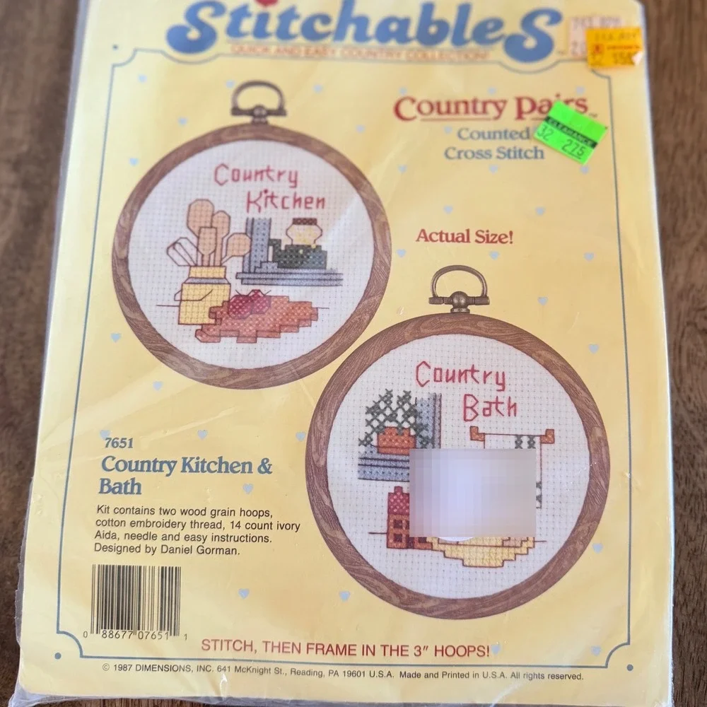 Vintage 1987 Dimensions Stitchables Country Kitchen Bath Cross Stitch Kit‎ 3